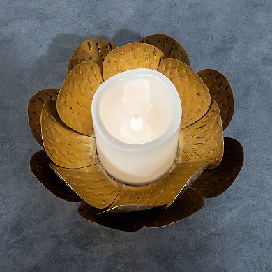 Gold Finish Lotus Candleholder & LED Candle Table Decor