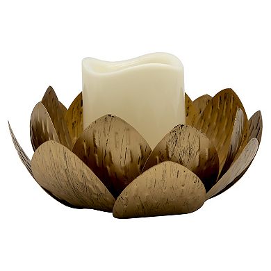 Gold Finish Lotus Candleholder & LED Candle Table Decor