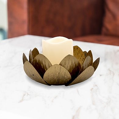 Gold Finish Lotus Candleholder & LED Candle Table Decor