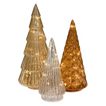 LumaBase Set of 3 LED Gold, Bronze & Silver Trees