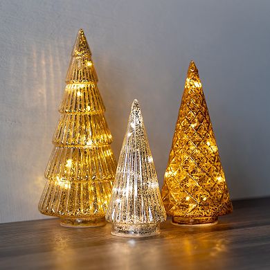 LumaBase Set of 3 LED Gold, Bronze & Silver Trees