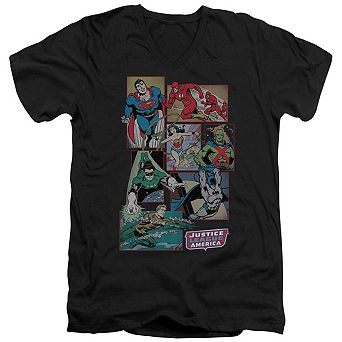 Dc Comics Justice League Boxes Short Sleeve Adult V Neck T-shirt
