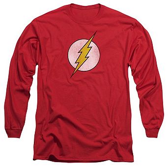 Dc Comics Flash Flash Logo Distressed Long Sleeve Adult T-shirt