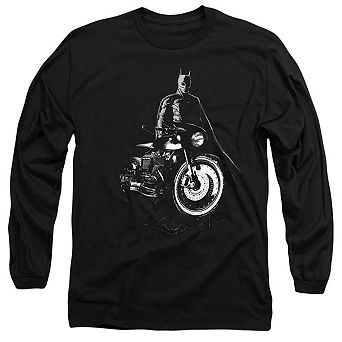 The Batman And His Motorcycle Long Sleeve Adult T-shirt
