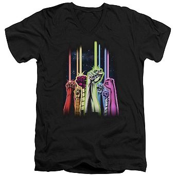 Green Lantern Rainbow Corps Short Sleeve Adult V Neck T-shirt