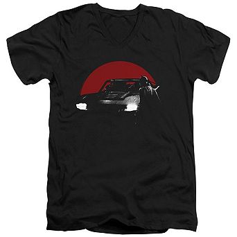 The Batman Red Moon And Batmobile Short Sleeve T-shirt