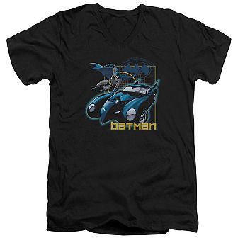 Batman Nice Wheels Short Sleeve Adult V Neck T-shirt