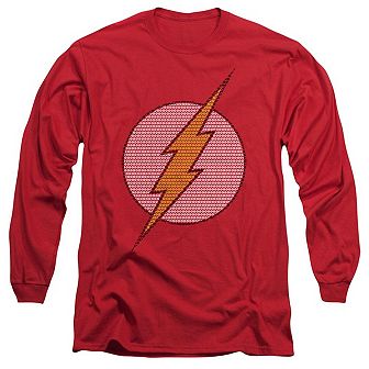 Dc Comics Flash Flash Little Logos Long Sleeve Adult T-shirt