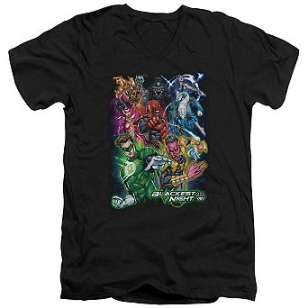 Green Lantern Blackest Group Short Sleeve Adult V Neck T-shirt