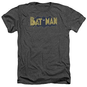 Batman Vintage Logo Splatter Adult Heather T-shirt