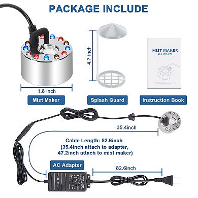 12 LED Lights Mist Maker Fogger Mini Air Humidifier Pond