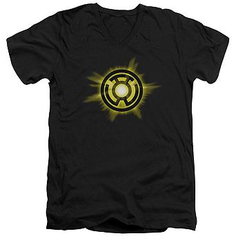 Green Lantern Yellow Glow Short Sleeve Adult V Neck T-shirt