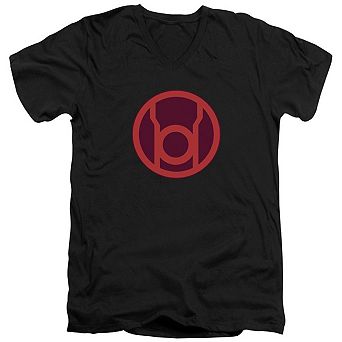 Green Lantern Red Symbol Short Sleeve Adult V Neck T-shirt