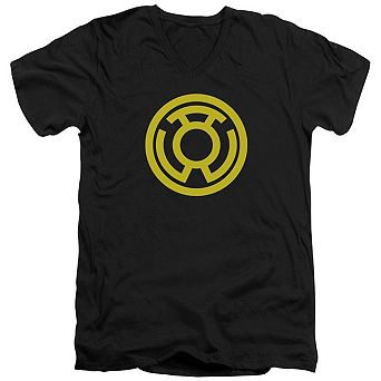 Green Lantern Yellow Emblem Short Sleeve Adult V Neck T-shirt