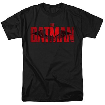 The Batman Crimson Drawn Bat Logo Short Sleeve Adult T-shirt