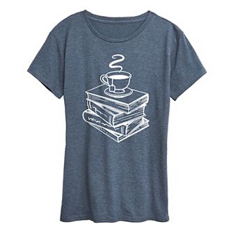 Women's Tea And Stacked Books Graphic Tee