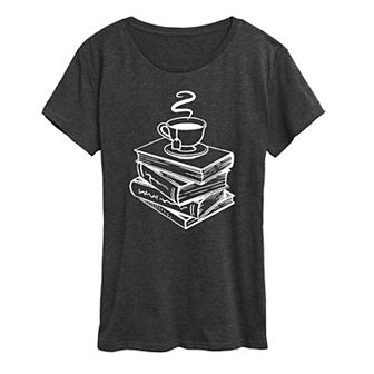 Women's Tea And Stacked Books Graphic Tee