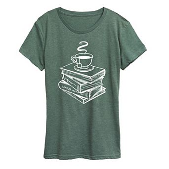 Women's Tea And Stacked Books Graphic Tee
