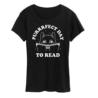 Women's Cat Purrrfect Day To Read Graphic Tee