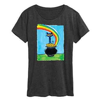 Women's Pete The Cat Rainbow Pot Of Gold Graphic Tee