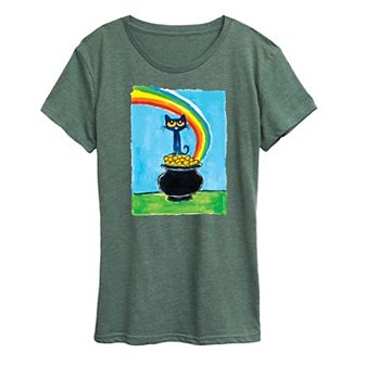 Women's Pete The Cat Rainbow Pot Of Gold Graphic Tee