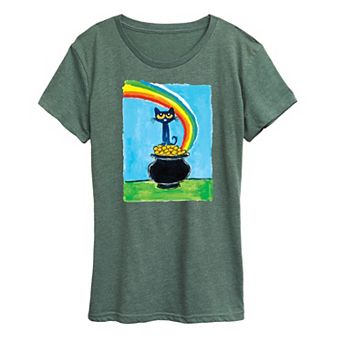 Women's Pete The Cat Rainbow Pot Of Gold Graphic Tee