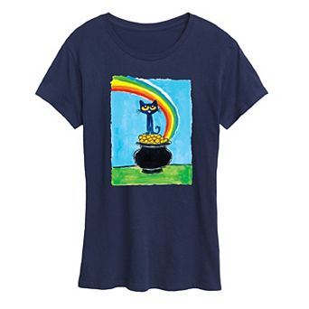 Women's Pete The Cat Rainbow Pot Of Gold Graphic Tee