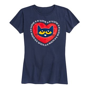 Women's Pete The Cat Be My Valentine Pete Face Graphic Tee