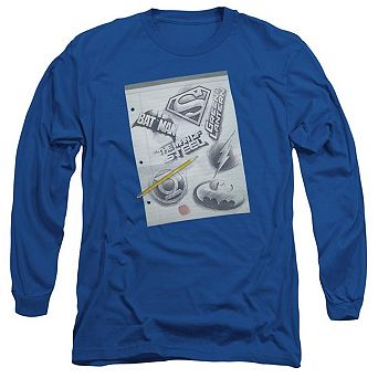 Dc Comics Logo Note Paper Long Sleeve Adult T-shirt