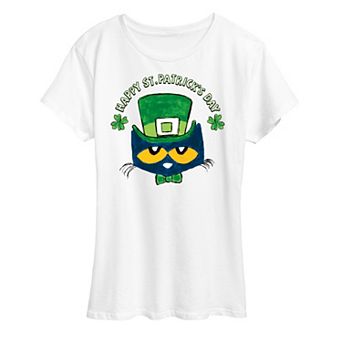 Women's Pete The Cat St. Patricks Day Pete Face Graphic Tee