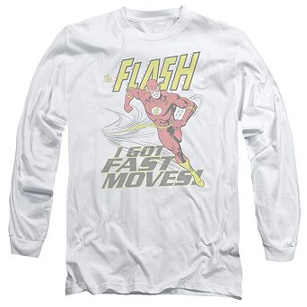 Dc Comics Flash Fast Moves Long Sleeve Adult T-shirt