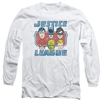 Dc Comics Faces Of Justice Long Sleeve Adult T-shirt