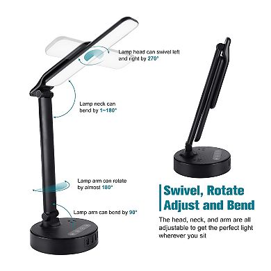 LED Desk Lamp with 4 USB Charging Port and 2 AC Power Outlet