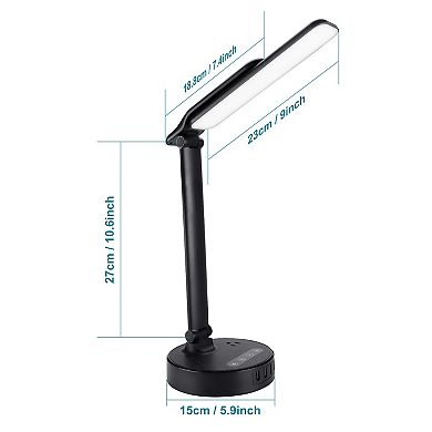 LED Desk Lamp with 4 USB Charging Port and 2 AC Power Outlet