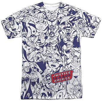 Dc Comics Justice All Around Short Sleeve Adult 100% Poly Crew T-shirt