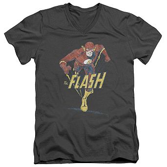 Dc Comics Flash Desaturated Flash Short Sleeve Adult V Neck T-shirt