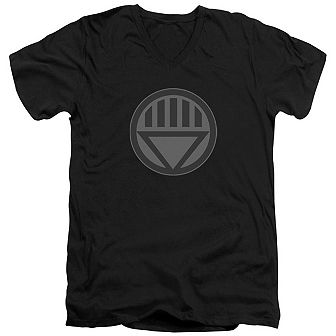 Green Lantern Black Symbol Short Sleeve Adult V Neck T-shirt