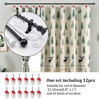 12Pcs Santa Claus Christmas Shower Curtain Hooks