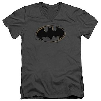 Batman Spray Paint Logo Short Sleeve Adult V Neck T-shirt