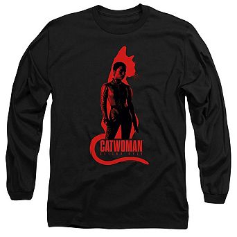 The Batman Selina Kyle Cat Silhouette Long Sleeve Adult T-shirt