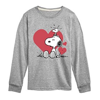Boys 8-20 Peanuts Snoopy & Woodstock Heart Long Sleeve