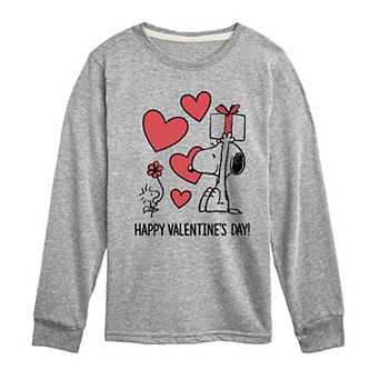Boys 8-20 Peanuts Happy Valentines Day Long Sleeve