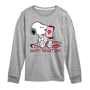 Boys 8-20 Peanuts Happy Heart Day Long Sleeve