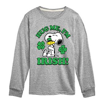 Boys 8-20 Peanuts Hug Me I'm Irish Long Sleeve