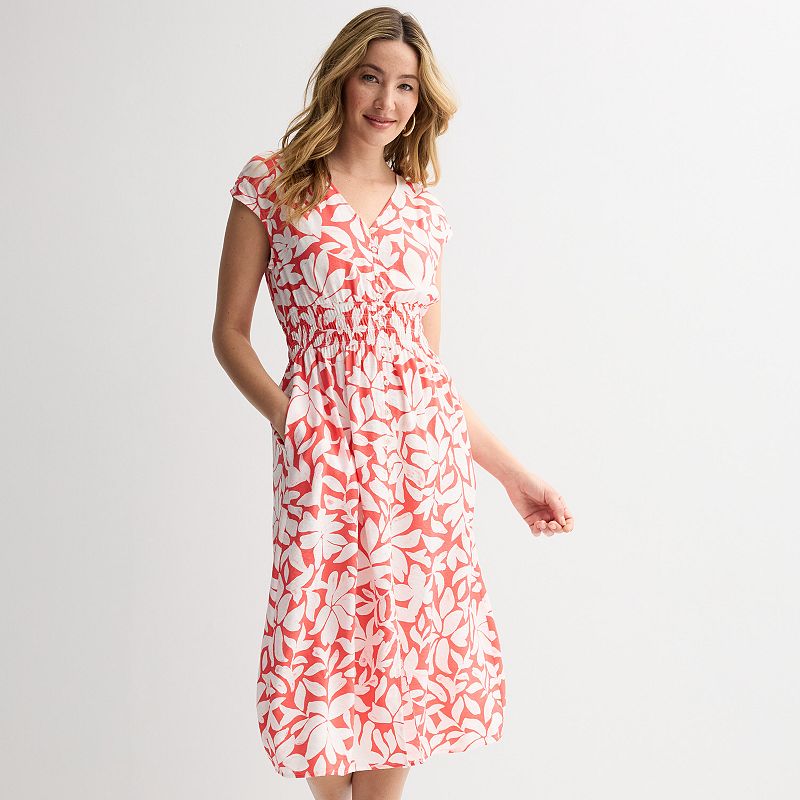 Women's Sonoma Goods For Life® Smocked Button Front Midi Dress