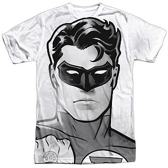 Green Lantern Bw Gl Head Short Sleeve Adult Poly Crew T-shirt