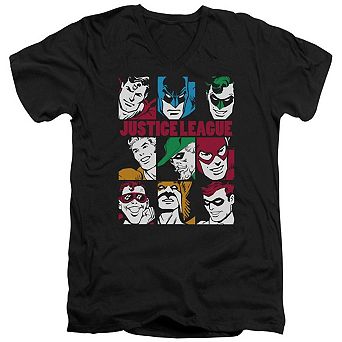 Dc Comics Nine Blocks Of Justice Short Sleeve Adult V Neck T-shirt