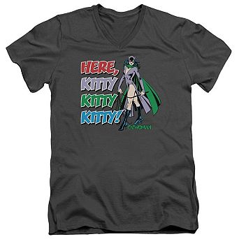 Dc Comics Here Kitty Short Sleeve Adult V Neck T-shirt