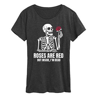 Women's Roses Red Inside Dead Graphic Tee