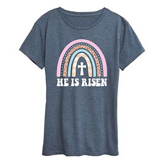 Women's He Is Risen Easter Rainbow Graphic Tee